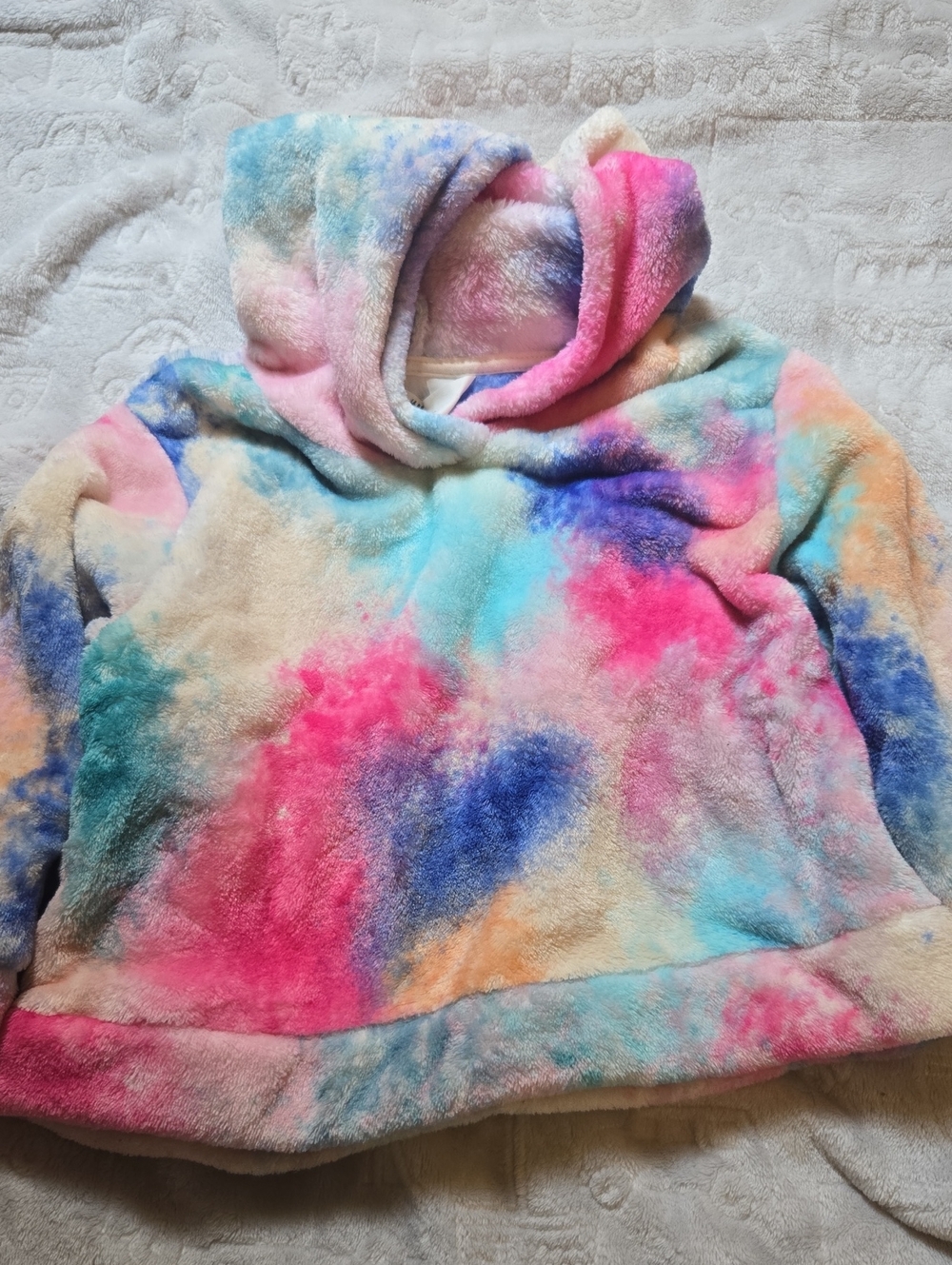 H&M Multicolor Tie-Dye Plush Cowl Hoodie